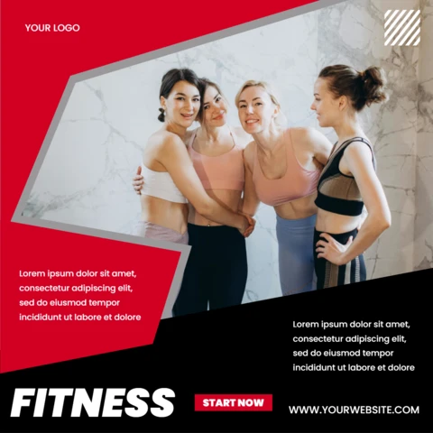 Eye-catching Dynamic Red Collage Social Media Post Design Template