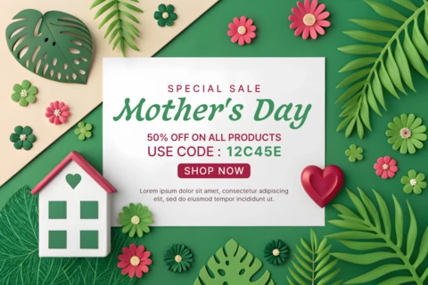Mother's Day Sale Template | Floral and Leafy Design for Promotions