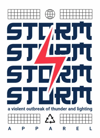Sturmblitz Grafikdesign-Vorlage für Bekleidung