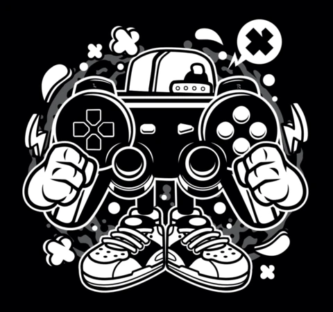 Modelo de design de camiseta de personagem de desenho animado de jogador de rua