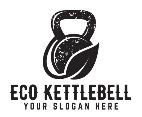 Eco Kettlebell Logo Design Template Black