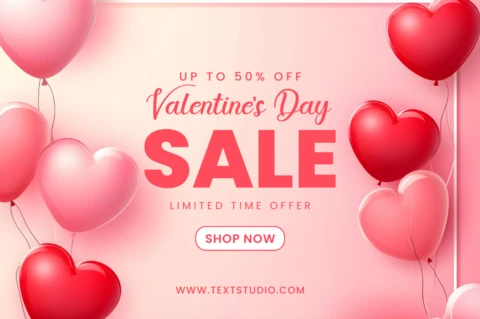 Plantilla promocional de banner de rebajas de San Valentín