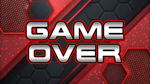 Modèle de design "Game over" avec un style géométrique rouge et noir audacieux