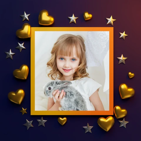 Schattig sjabloon voor het fotolijstje van een kind en een konijntje voor speciale gelegenheden