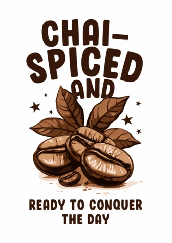 Modèle de design de café épicé au chai : style vintage audacieux pour des promotions énergisantes