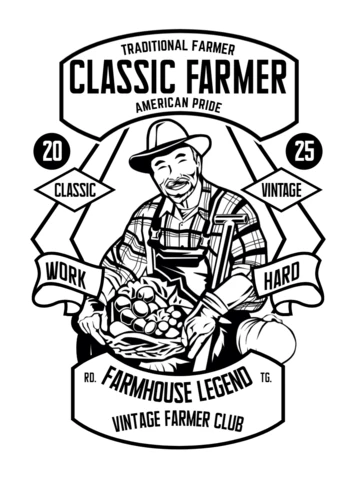 Plantilla de diseño de camiseta de granjero clásico