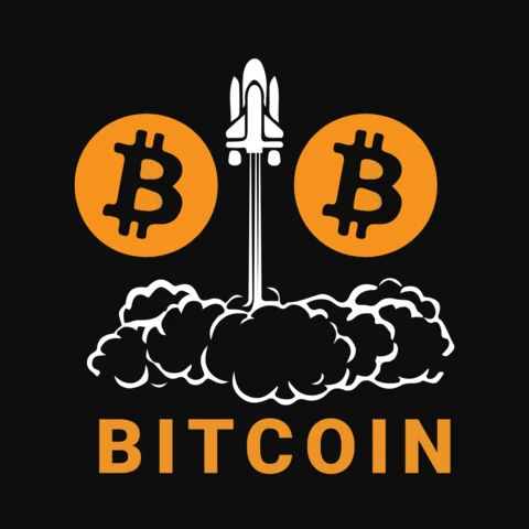 Bitcoin Rocket T-Shirt Design Template