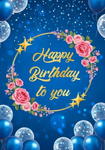 Floral Birthday Celebration Design Template for Greeting Cards