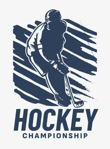 Hockey Championship With Hockey Player Logo Design Template