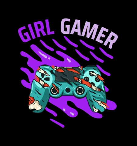 Geek meisje gamer t-shirt ontwerpsjabloon