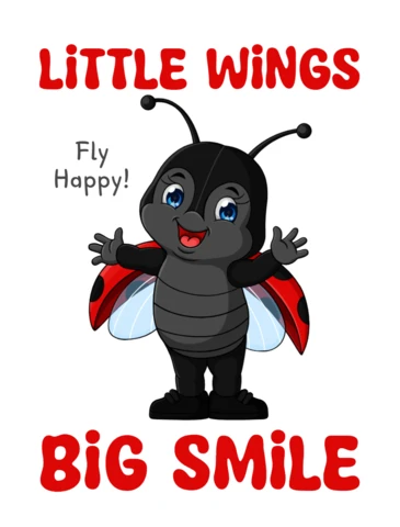 Cute Ladybug Cartoonish Design for Kids Apparel Template