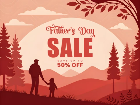 Father's Day Sale Design Template - Elegant Vintage Style with Nature Elements
