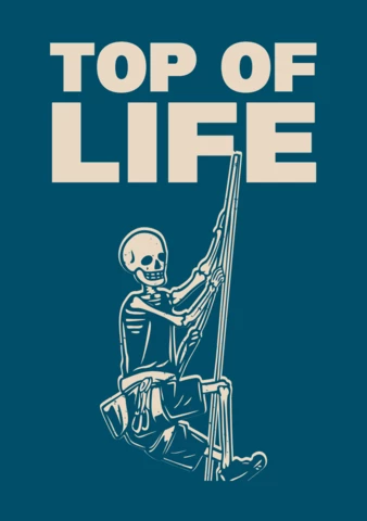 Skeleton Climbing On The Rope Vintage T-shirt Design Template