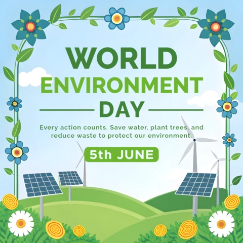 Template de design do dia mundial do meio ambiente ecológico com elementos florais