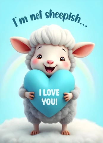 Adorable Sheep Valentine's Day Card Template - Cute Love Expression Design