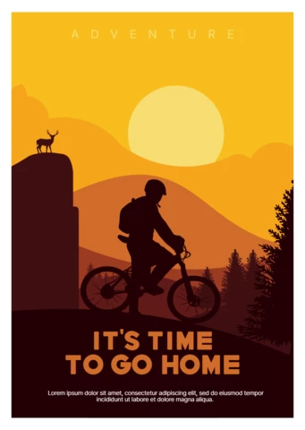 Modello di poster con silhouette di mountain bike