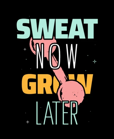 Sweat Now Grow Later Gym T-shirt Design Template