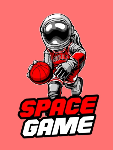 Space Basketball Game With Astronaut T-shirt Design Template