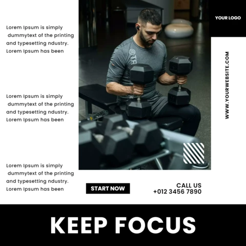 Keep Focus Gym Center Advertising Instagram Post Design Template