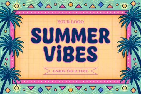 Editable Summer Vibes Design Template with Tropical Palm Graphics