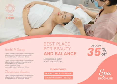 Güzellik ve wellness tanıtımı için şık spa broşür tasarım şablonu