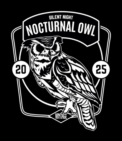 Nocturnal Owl Retro T-shirt Design Template