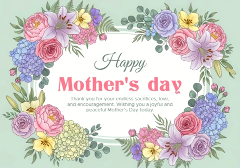 Luxury Rose Floral Mother’s Day Greeting Card Template