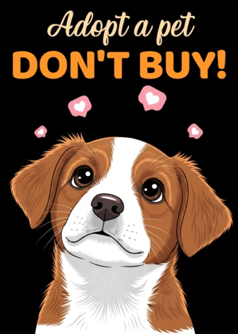 Adopta una mascota, no compres, plantilla de ilustración de perro para carteles.