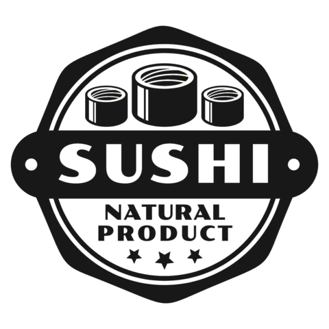 Modèle de logo pour les produits naturels Sushi