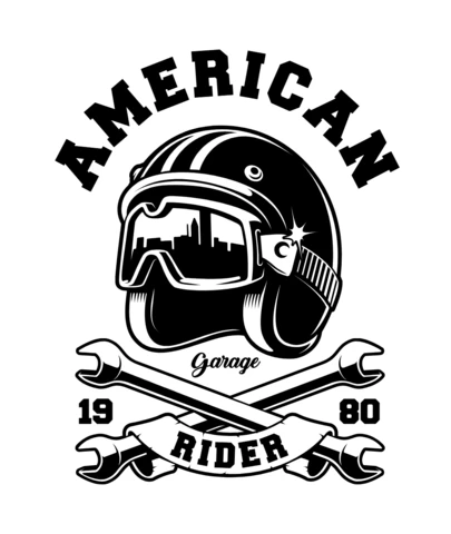 American rider casco con llaves inglesas plantilla de diseño de camiseta