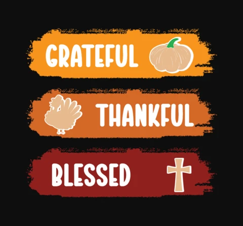Grateful Thankful Blessed Thanksgiving T-Shirt Design Template