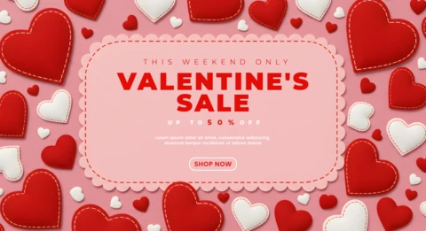 Plantilla de diseño de rebajas de San Valentín para promociones