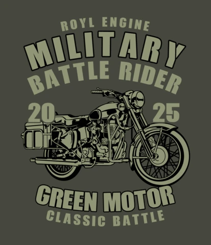 Military Battle Rider Vintage T-shirt Design Template