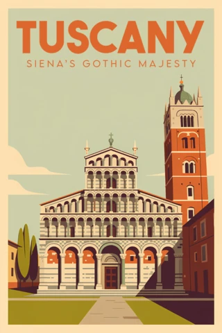 Vintage Tuscany Design Template for Travel Posters Featuring Gothic Architecture