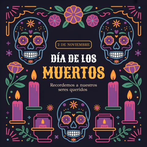 Colorful Día De Los Muertos Design Template for Posters and Merchandise