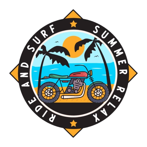 Summer Relax Motorbike Badge Template Design
