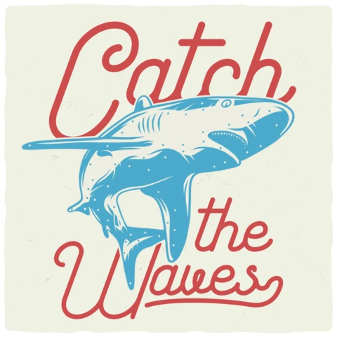Catch The Waves Shark T-shirt Design Template