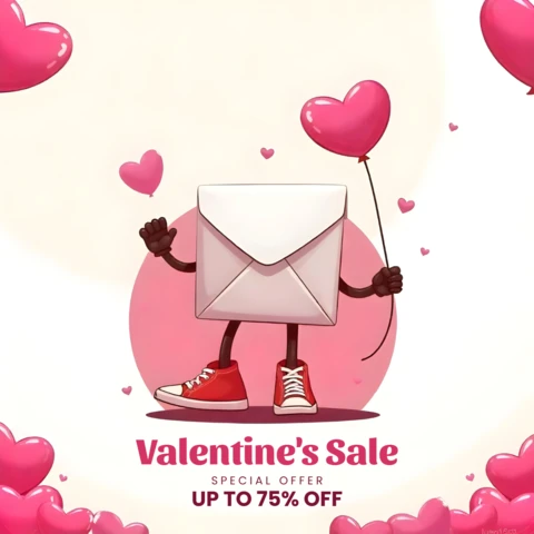 Modello promozionale per la vendita di San Valentino - fino al 75% di sconto