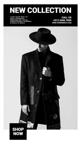 Menswear Monochromatic Ad Instagram Story Post Design Template