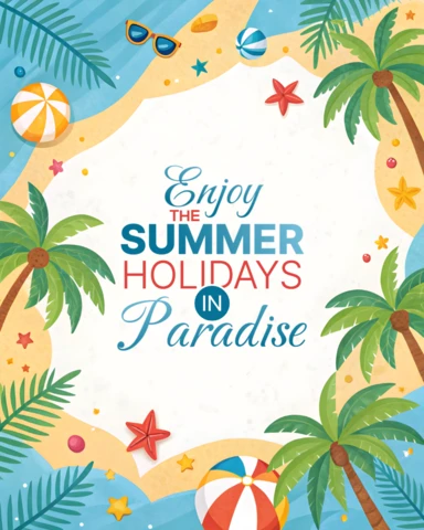 Summer Paradise Holiday Design Template: Vibrant Tropical Artwork for Fun Promotions