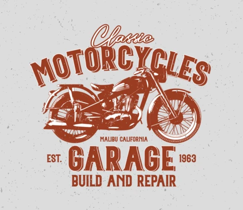 Vintage Motorcycle T-Shirt Design Template