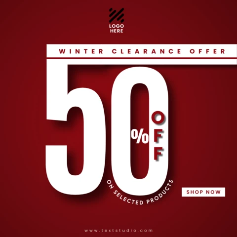 Modèle de conception pour les soldes d'hiver pour les promotions de 50 %