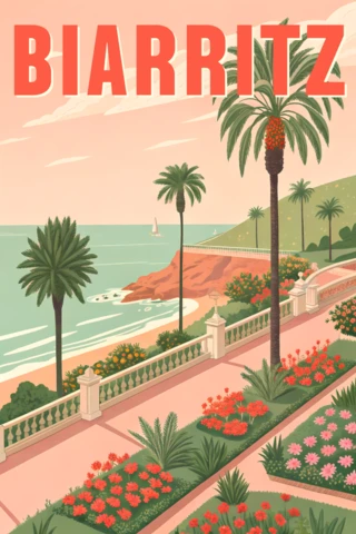 Retro Biarritz Design Template for Travel Posters