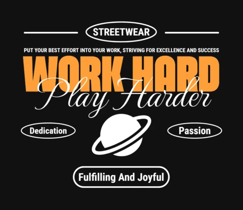 Graphique d'icône de Saturne avec effort et élévation, modèle de design de t-shirt avec citation motivante pleine de passion.