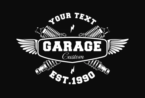 Modelo de design de camiseta vintage com pistão cruzado e asas