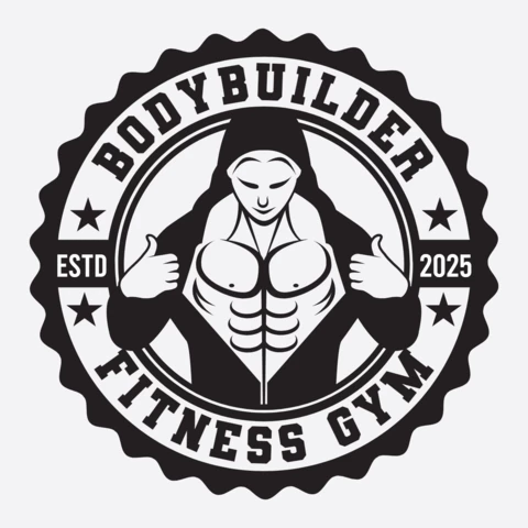 Body Builder Fitness Center Logo Design Template Black