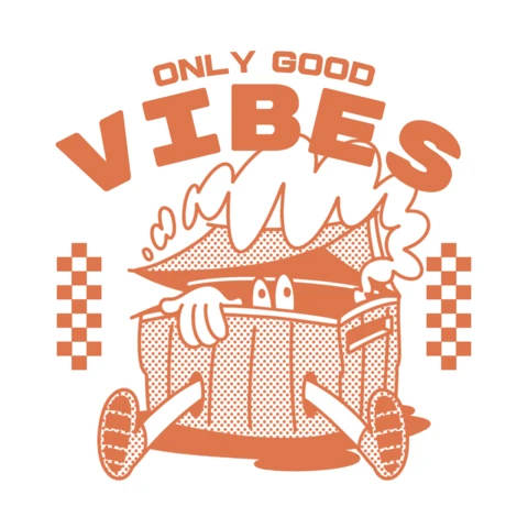 Retro Cartoon Style Design Template: Only Good Vibes
