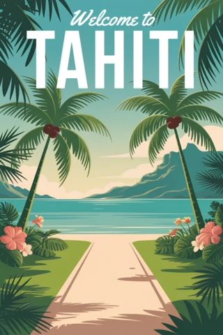 Vintage Tropical Paradise Design Template for Travel Poster