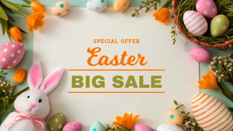 Easter Sale Design Template with Whimsical Spring Elements
