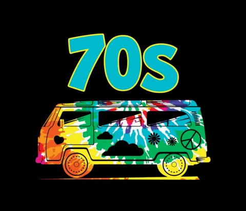Funky 70s Hippie Colorful Tie And Dye T-shirt Template